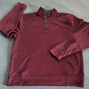 Champion Burgundy Quarter-Zip Warm Control Duofold Pullover EUC L